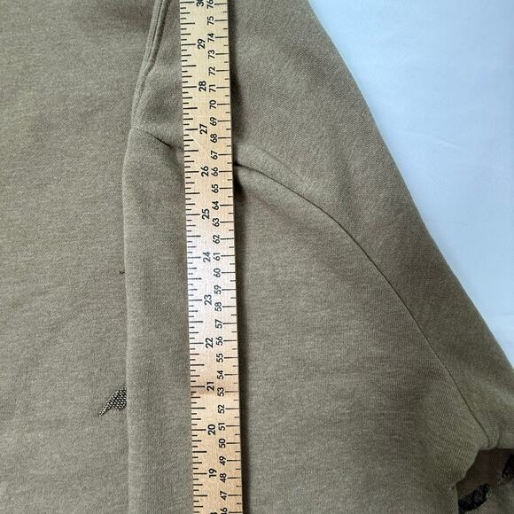 Blind Rooster Koi Fish Embroidered Sweatshirt Tan Fleece Lined Crewneck Size L - Picture 6 of 11